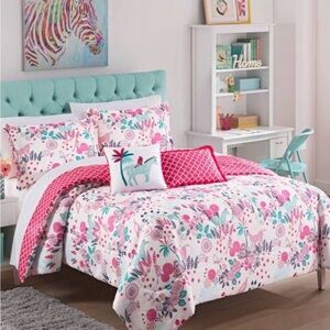 Waverly Pink and Blue Floral Bedding Set